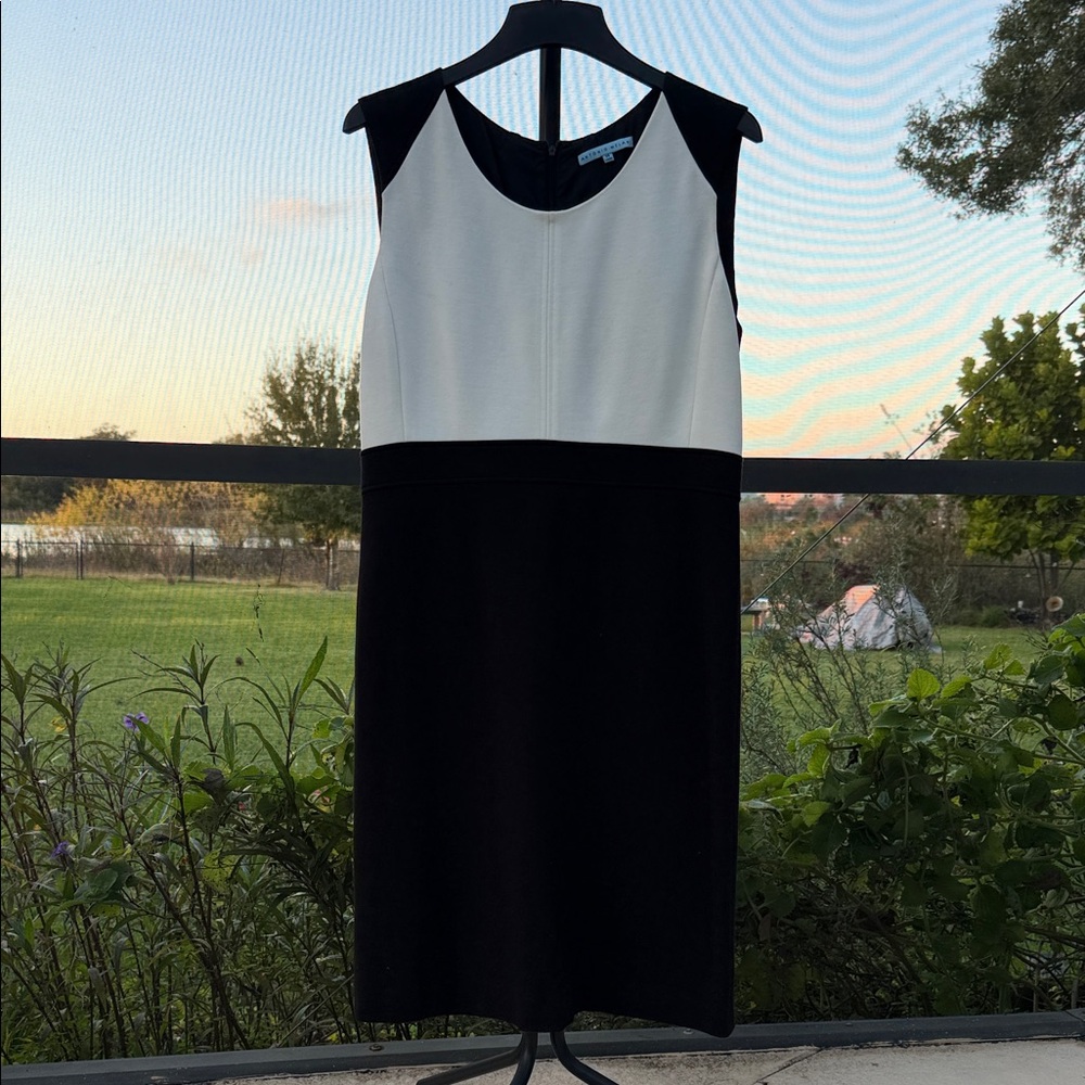 ANTONIO MELANI Elegant Black and White Midi Dress